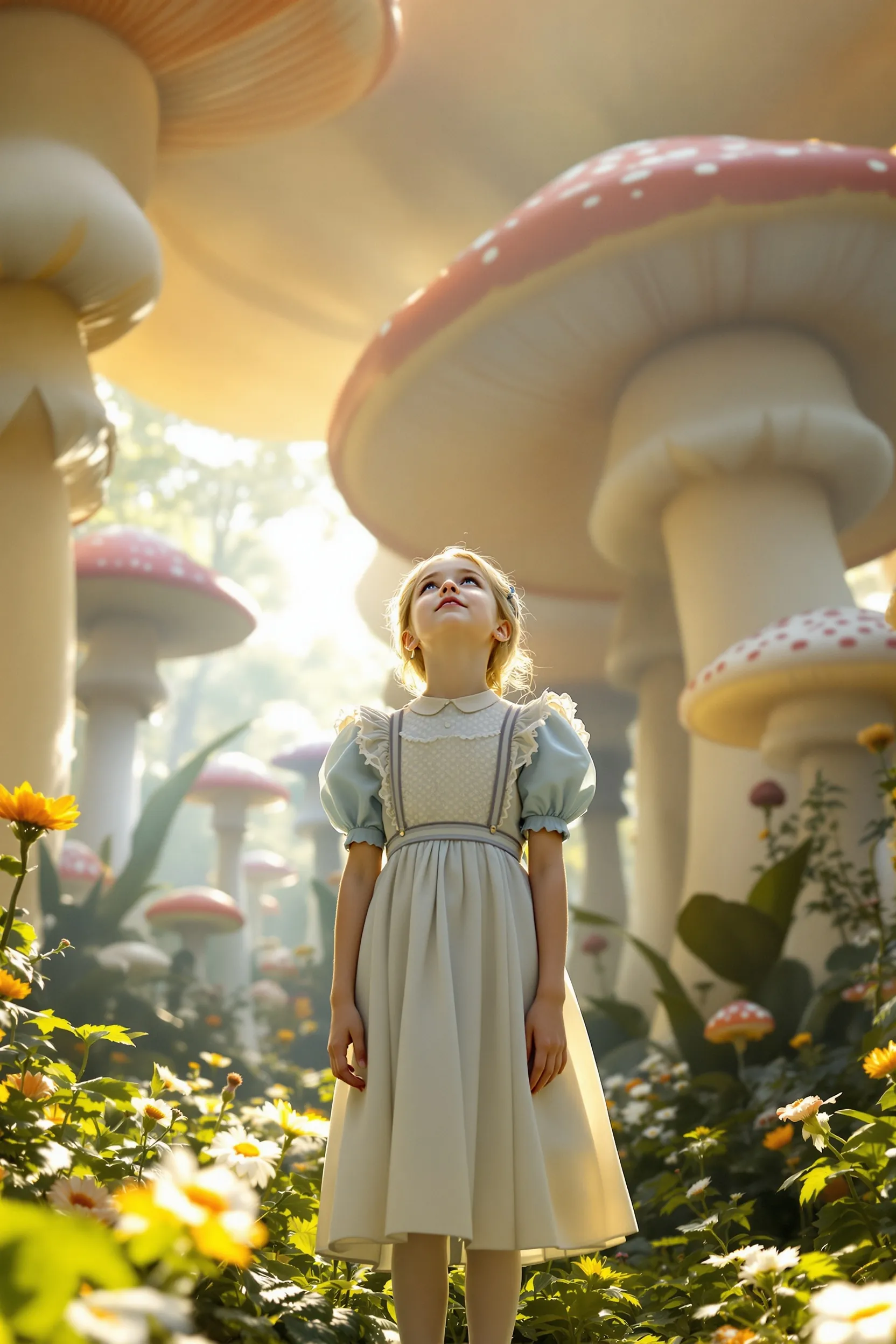 Alice's Adventures in Wonderland demonstration cover: Alice in a golden Victorian garden